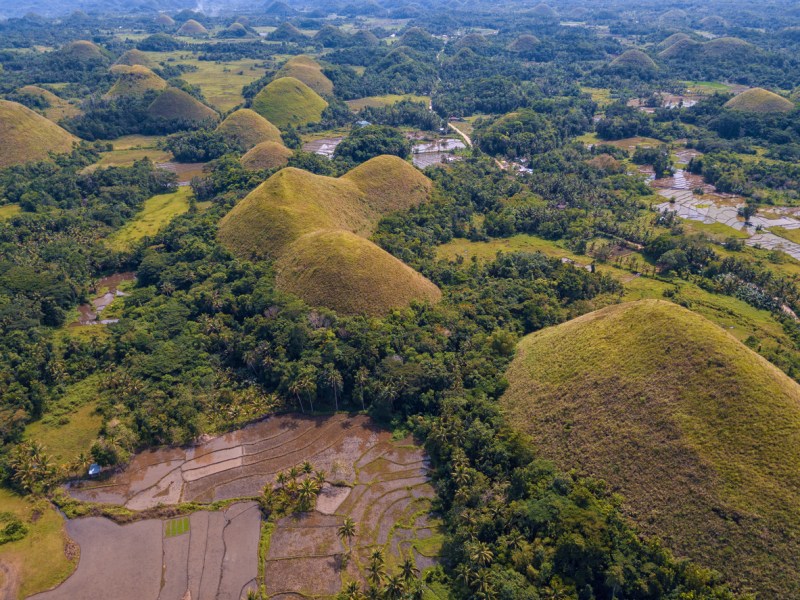Aerial view of the Chocolate Hills on the island of Bohol, Philippines