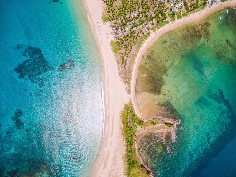 Tropical Paradise Nacpan Beach in El Nido, Palawan, Philippines, Aerial View