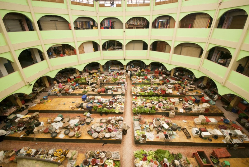 wide angle photo of site Khatijah market at malaysia