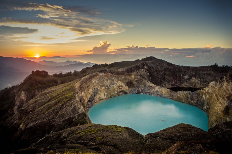 Kelimutu volcano sunrise